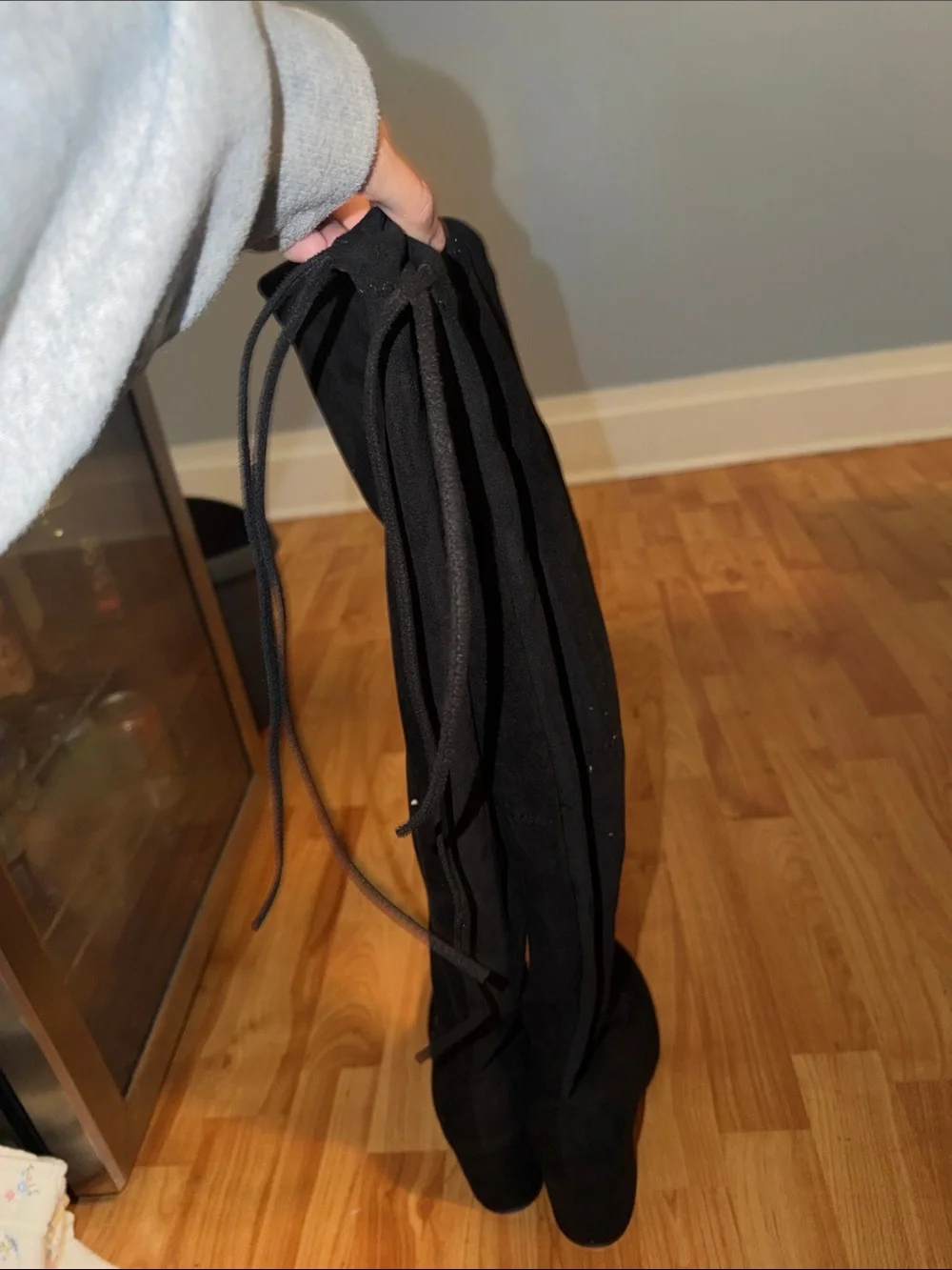 Amazon Black Over-the-Knee Suede Block Heel Boots